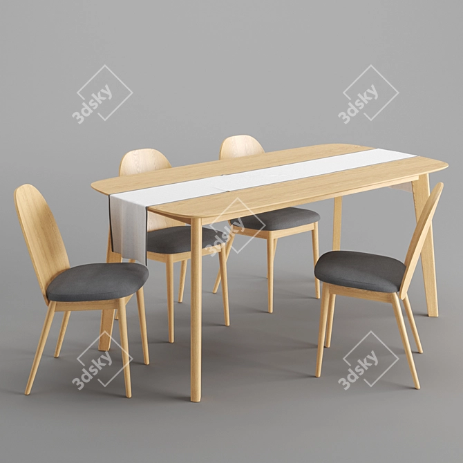 Modern Dining Set by La Redoute 3D model image 1