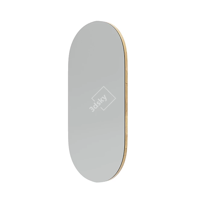 Elegant Oak Oval Mirror 3D model image 1