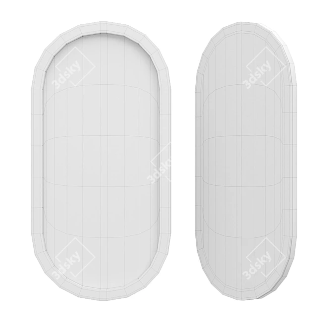 Elegant Oak Oval Mirror 3D model image 3