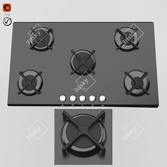 Whirlpool Gas Cooktop 3D model image 3