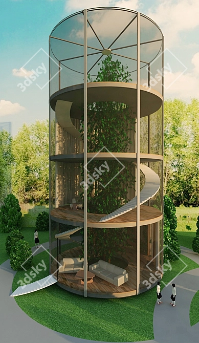 Title: Relaxation Haven: Glass Retreat. 3D model image 1