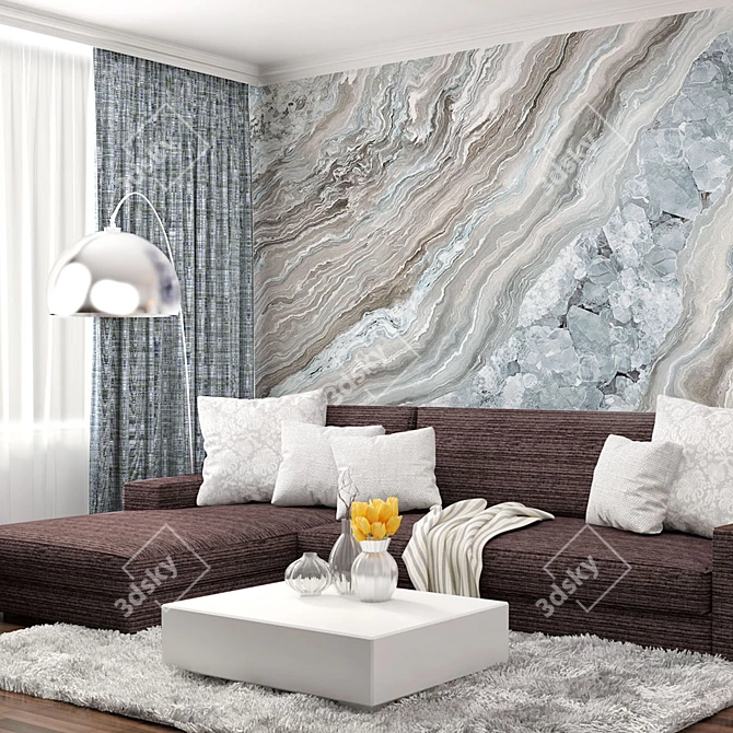 Ethereal Geode Stone Wallpaper 3D model image 5