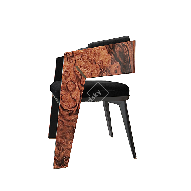 Elegant Walnut Dining Chair 3D model image 2