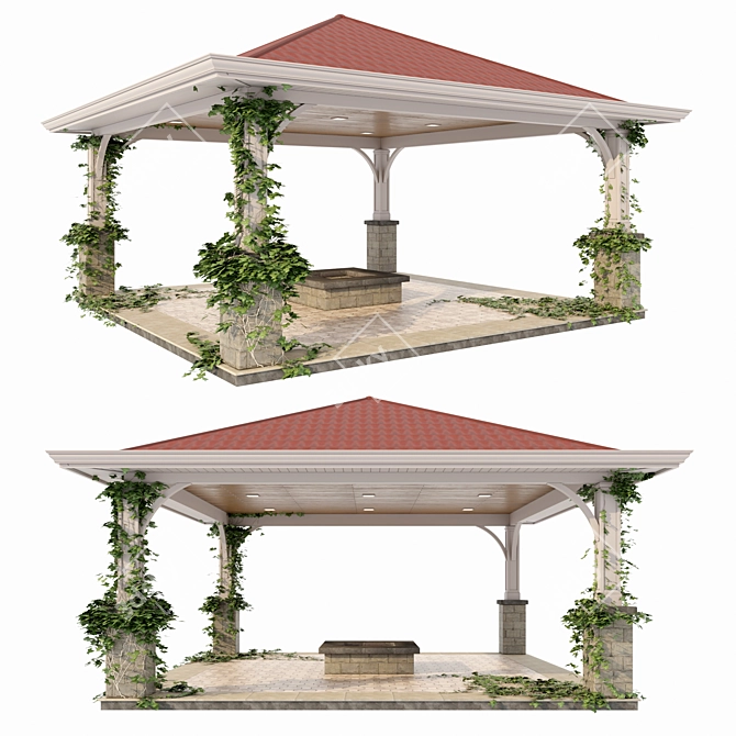 Versatile Gazebo Model, 3ds Max-Compatible 3D model image 4