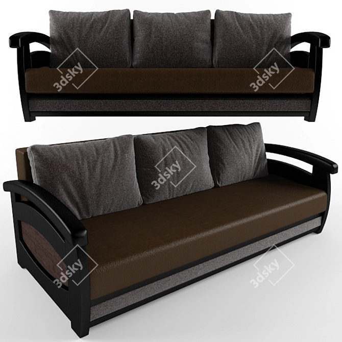 Prague Eurobook Sofa: Stylish and Functional 3D model image 1