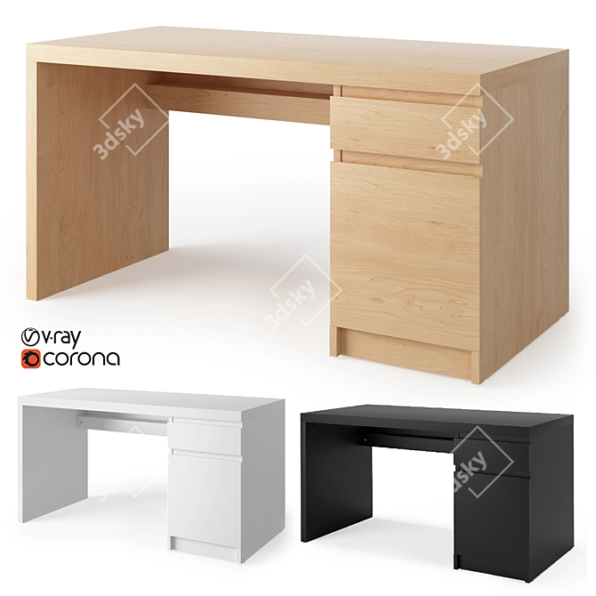 Sleek Malm Desk - Versatile & Stylish 3D model image 1