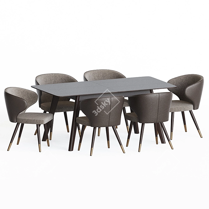 Modern Gray Dining Set 3D model image 2