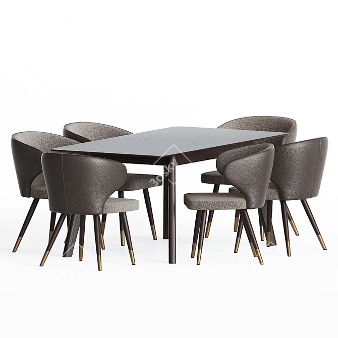 Modern Gray Dining Set 3D model image 3