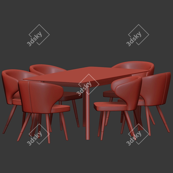 Modern Gray Dining Set 3D model image 5