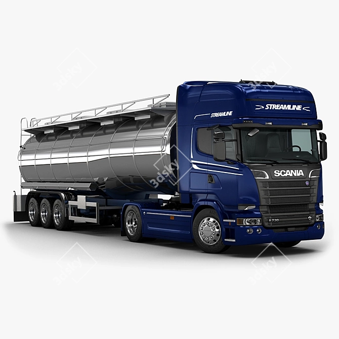 Highly Detailed Scania R730 Fuel Tanker 3D model image 1