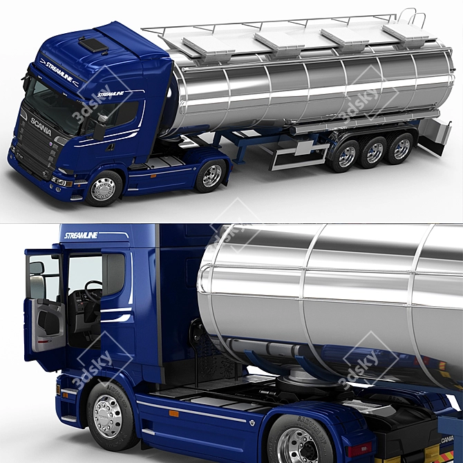 Highly Detailed Scania R730 Fuel Tanker 3D model image 6