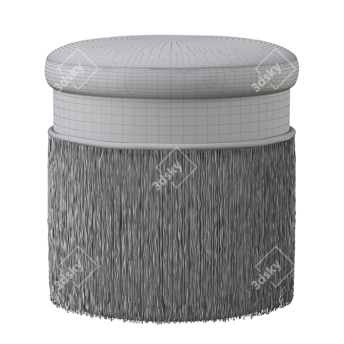 Mauve Velvet Fringed Ottoman 3D model image 4