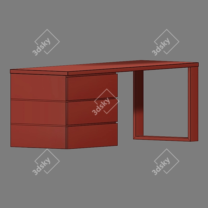 Minimalistic Mao Oak Desk 3D model image 3