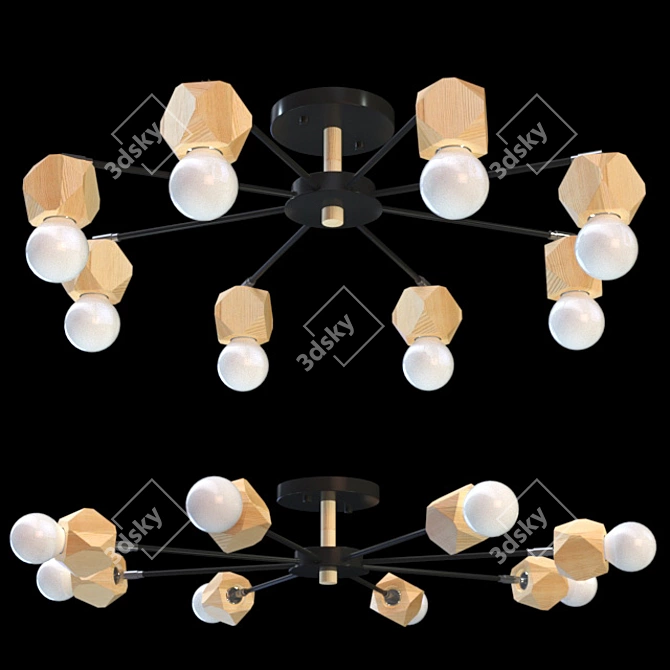 Scandinavian Style Black Polygon Chandelier 3D model image 1