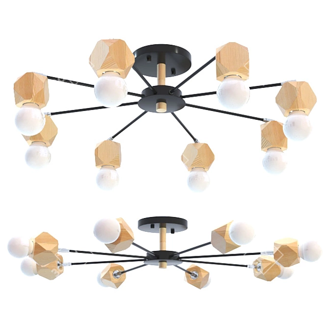 Scandinavian Style Black Polygon Chandelier 3D model image 3