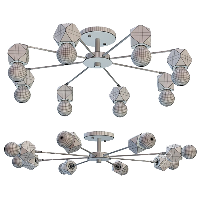 Scandinavian Style Black Polygon Chandelier 3D model image 4