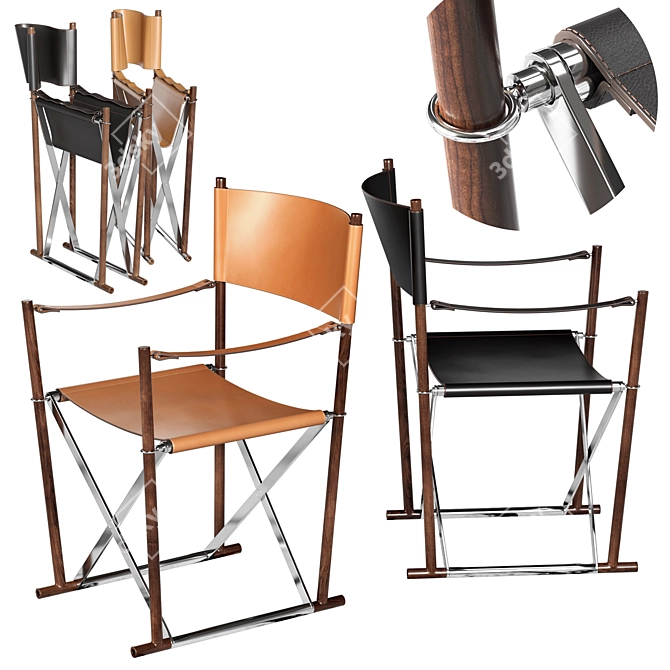 Revamped Regista Chair: Ashwood, Leather, Aluminium 3D model image 1