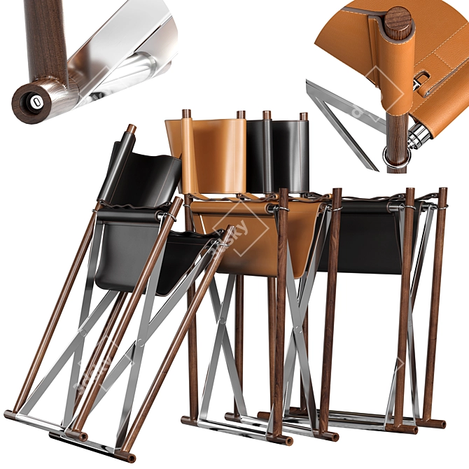 Revamped Regista Chair: Ashwood, Leather, Aluminium 3D model image 2