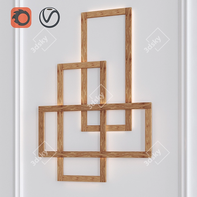 TRINITY Wooden LED Wall Lamp 3D model image 2