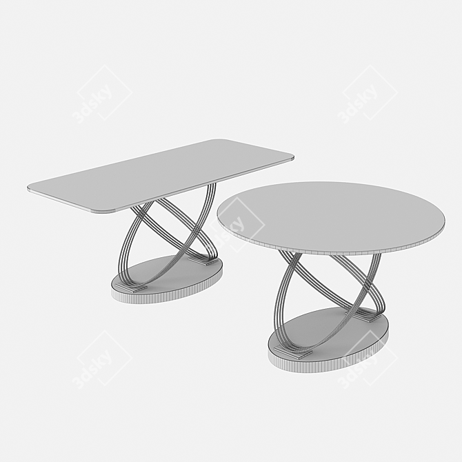Elegant Fusion Marble Brass Tables 3D model image 3