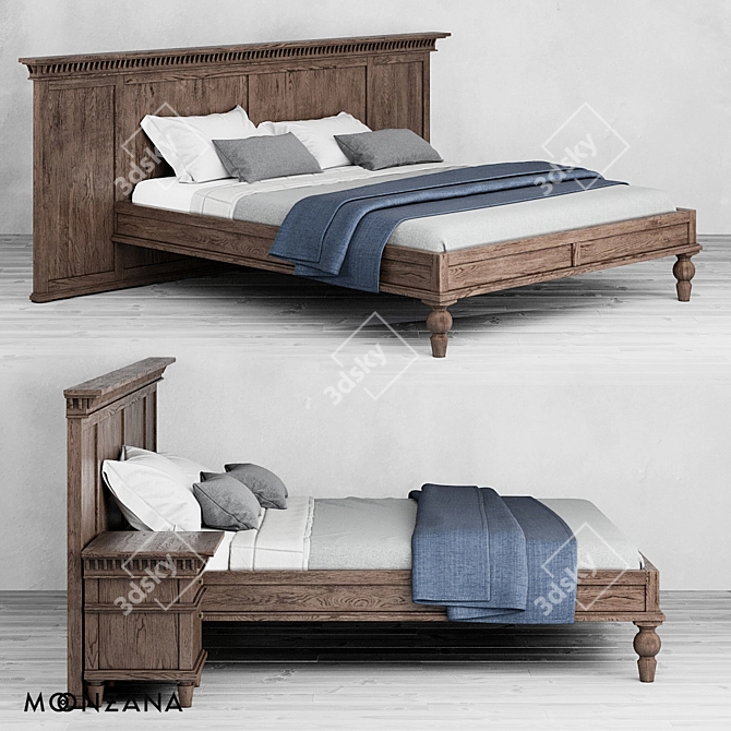 Metropolis Moonzana Bed: Elegant Oak Design 3D model image 2