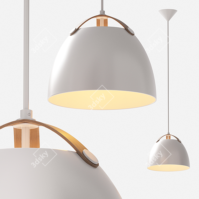 Modern Wood and Metal Pendant 3D model image 1