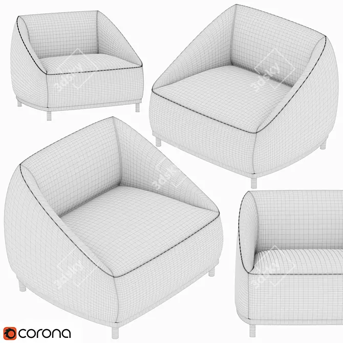 Cozy and Chic Sumo Lounge Chair 3D model image 2