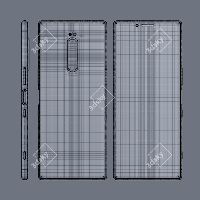 Sony Xperia 1 2019 - Black & White: Polished Elegance 3D model image 3