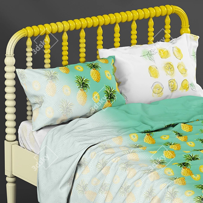 Teal Jenny Lind Kids Bed 3D model image 4