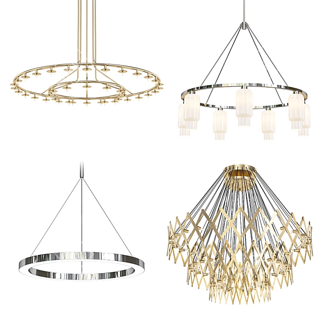 Modern Chandelier Collection: Circolo Tris, Sola 48, Stardust, ZOOM XL 3 3D model image 1