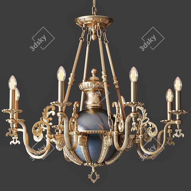 Elegant Brass and Bronze Chandelier 3D model image 1