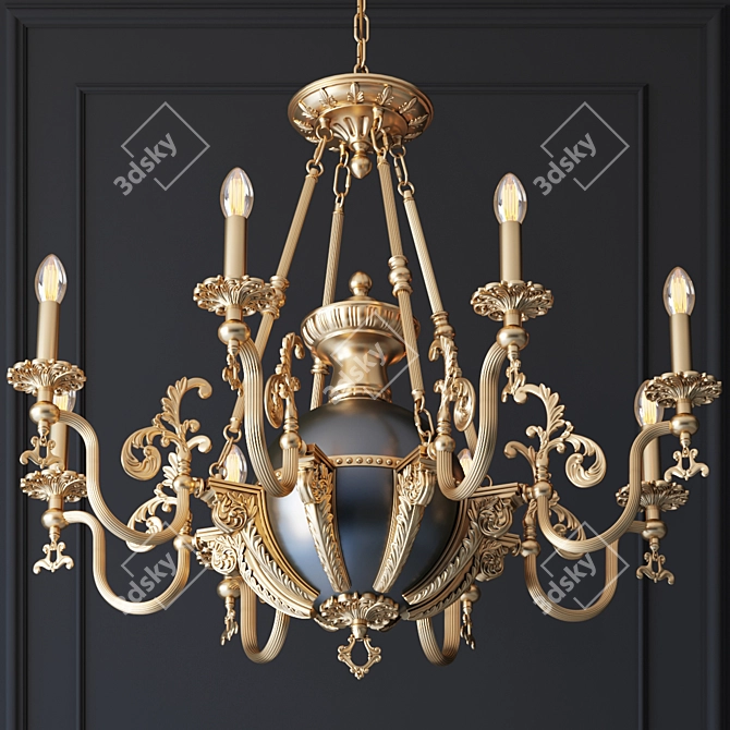 Elegant Brass and Bronze Chandelier 3D model image 2