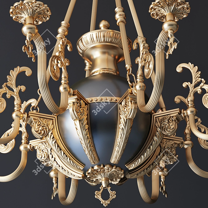 Elegant Brass and Bronze Chandelier 3D model image 3