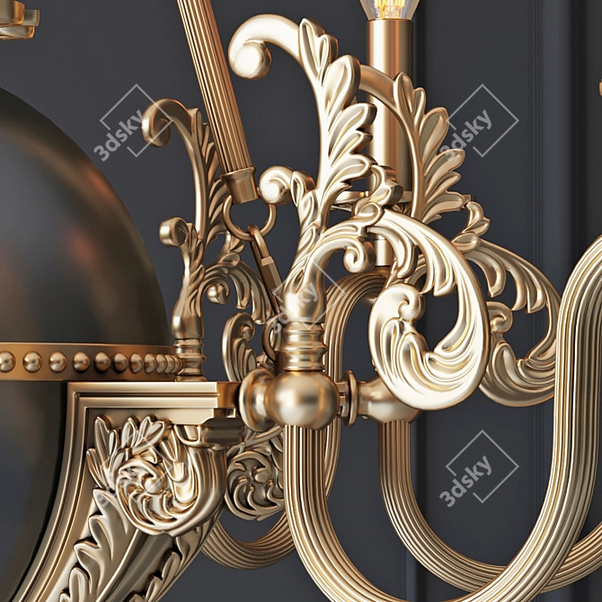 Elegant Brass and Bronze Chandelier 3D model image 4