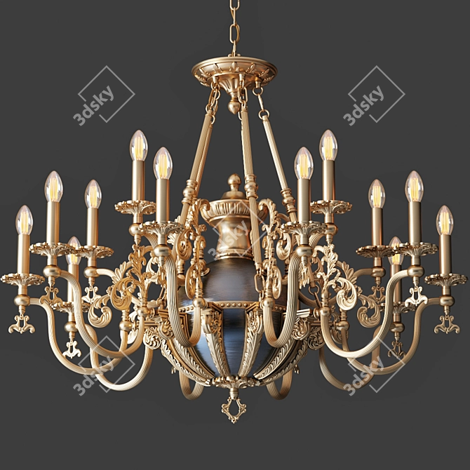 Chiaro Gabriel Chandelier - Elegant Brass and Bronze Light Fixture 3D model image 1