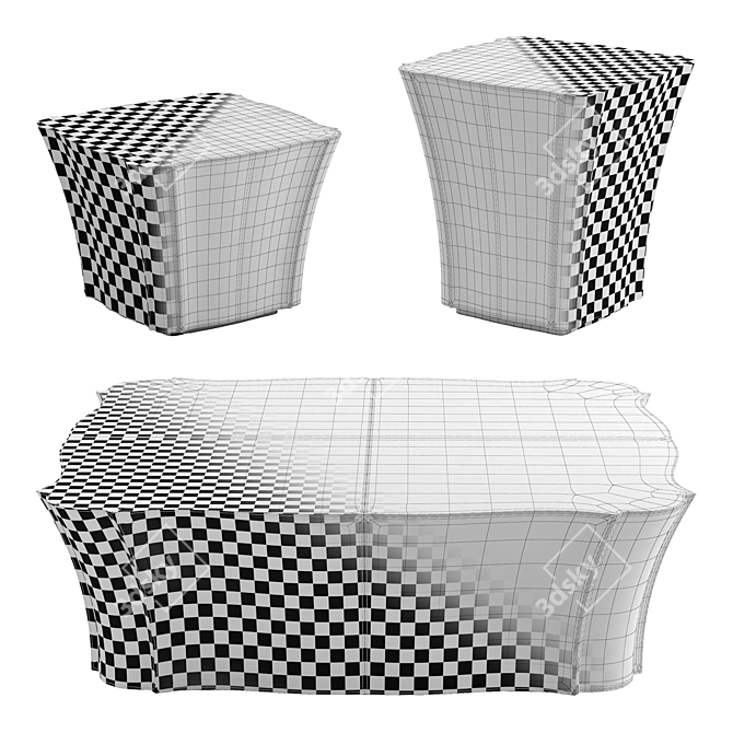 Sculpted Contour Coffee Tables 3D model image 2