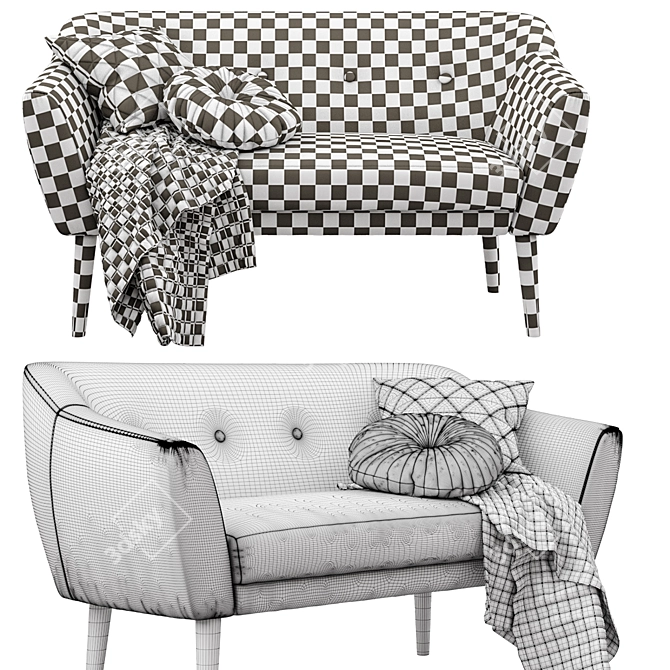 Modern Wooden Leg Sofa 3D model image 10