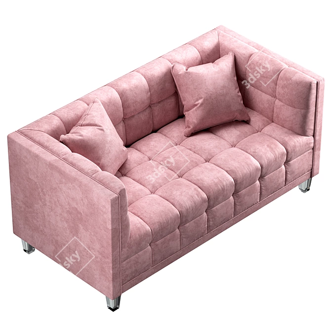 Mariel Velvet Loveseat with Clear Acrylic Legs 3D model image 2