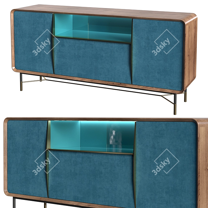 Chic Turquoise Sideboard 3D model image 1