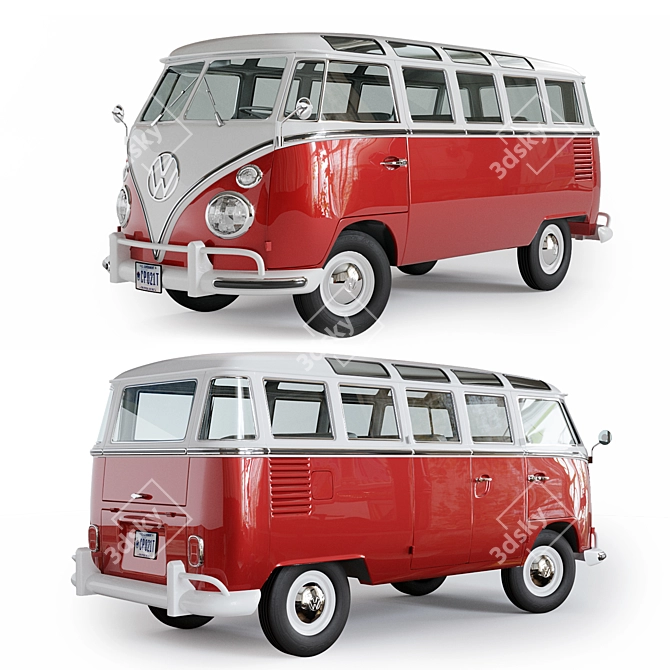 Classic Volkswagen Transporter: Timeless German Commercial Vehicle 3D model image 1