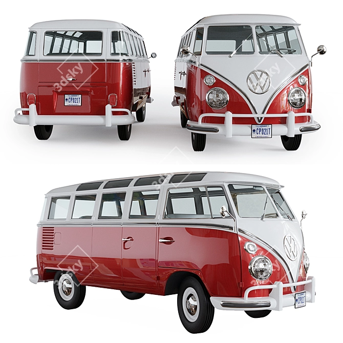 Classic Volkswagen Transporter: Timeless German Commercial Vehicle 3D model image 2