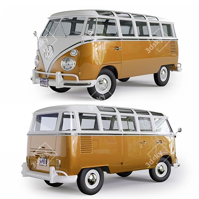 Classic Volkswagen Transporter: Timeless German Commercial Vehicle 3D model image 4