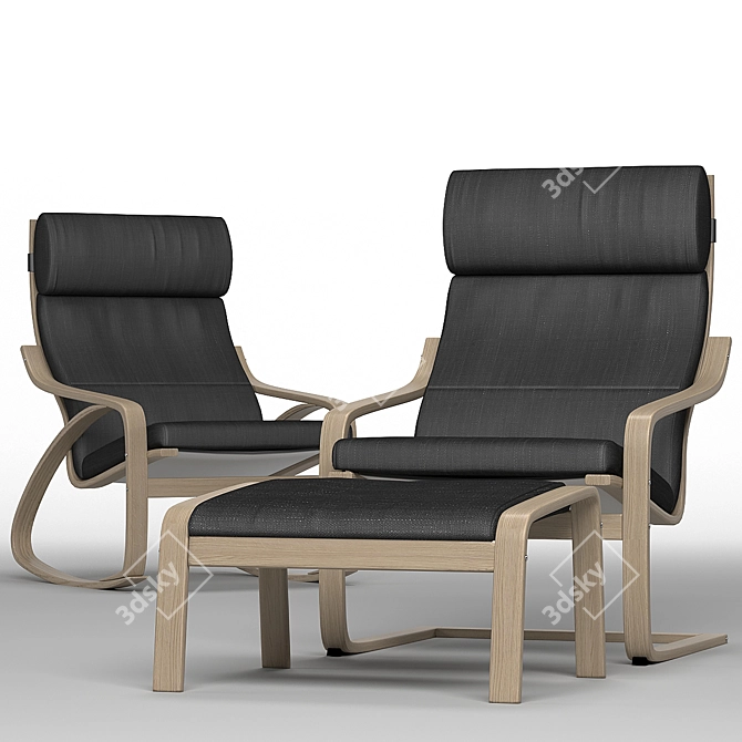 Corona-Supported Poing Armchair, 4 Upholstery Options 3D model image 4
