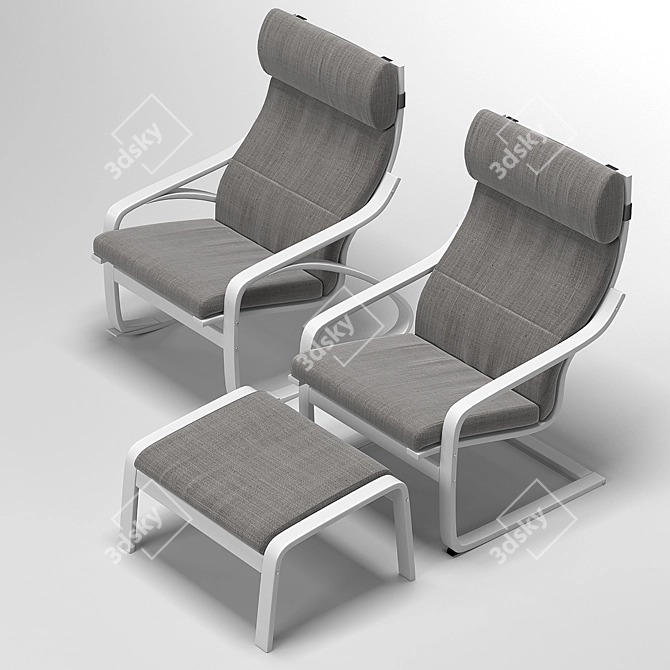 Corona-Supported Poing Armchair, 4 Upholstery Options 3D model image 5