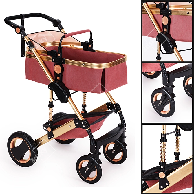 Sleek Stroller for Smooth Rides 3D model image 1