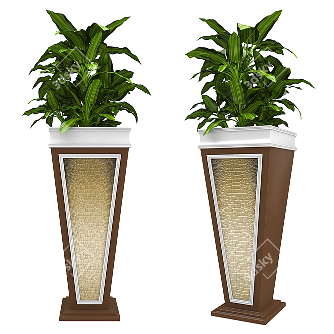 Modern Geometric Plant Vase 3D model image 1