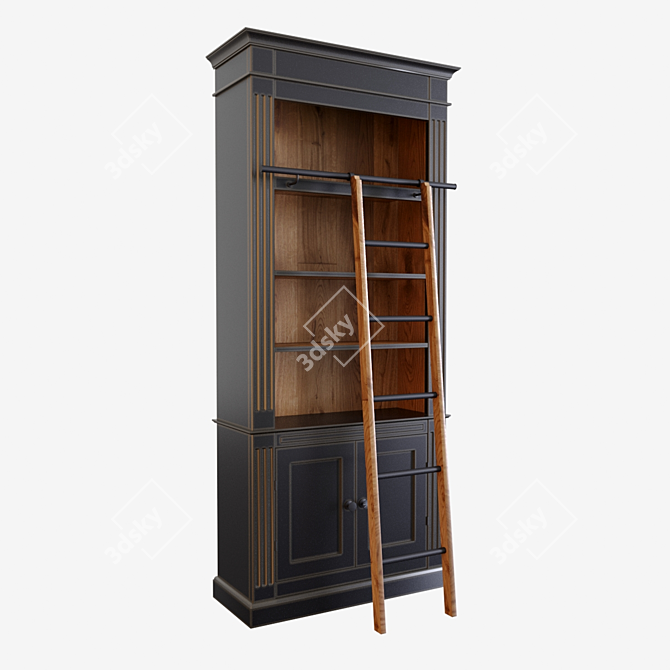 Vintage Bookcase in Dialma Brown Finish 3D model image 1