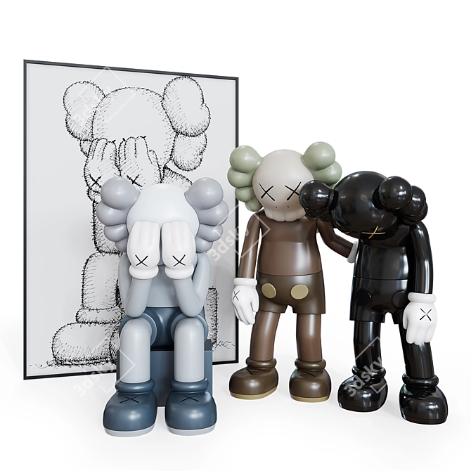 KAWS Small Lie Figure Set - Limited Edition 3D model image 1