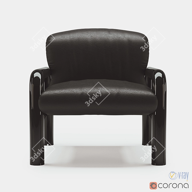 Sleek Gae Aulenti Leather Armchairs 3D model image 3