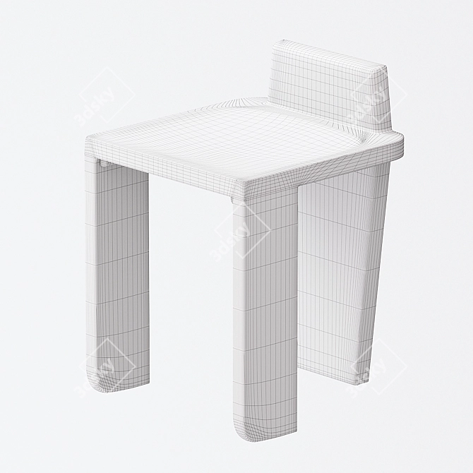 Rustic Mango Wood Three-Legged Stool 3D model image 3